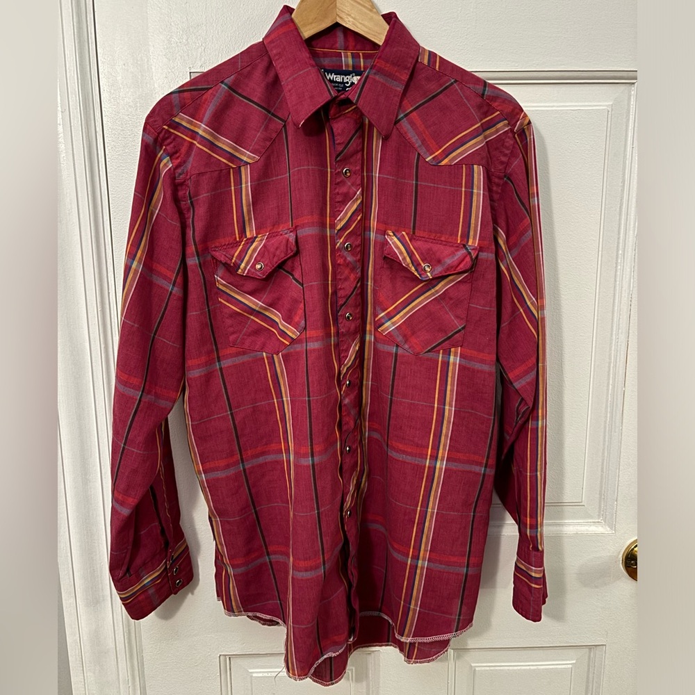 Wrangler Western Snap Shirt Large/XLarge Vintage Stripe